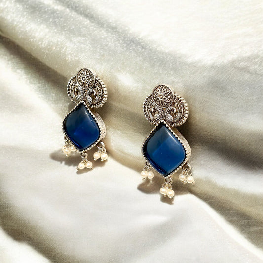 Amethyst Dangle Charm Hoops