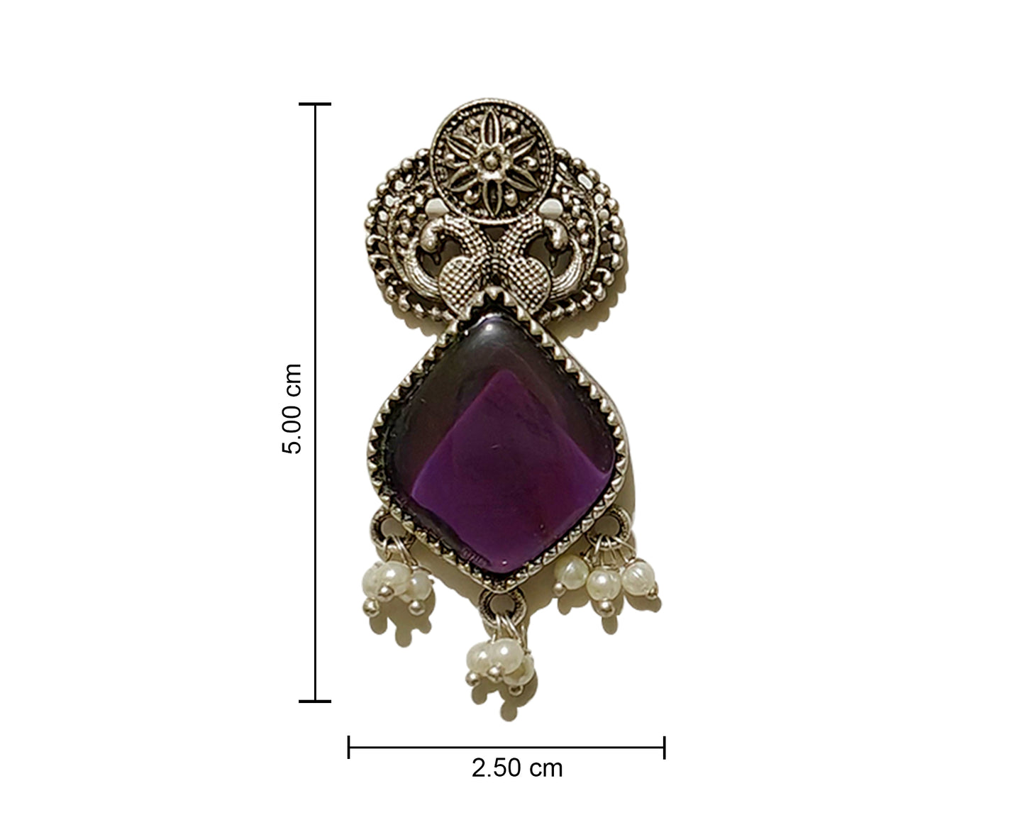 Amethyst Dangle Charm Hoops