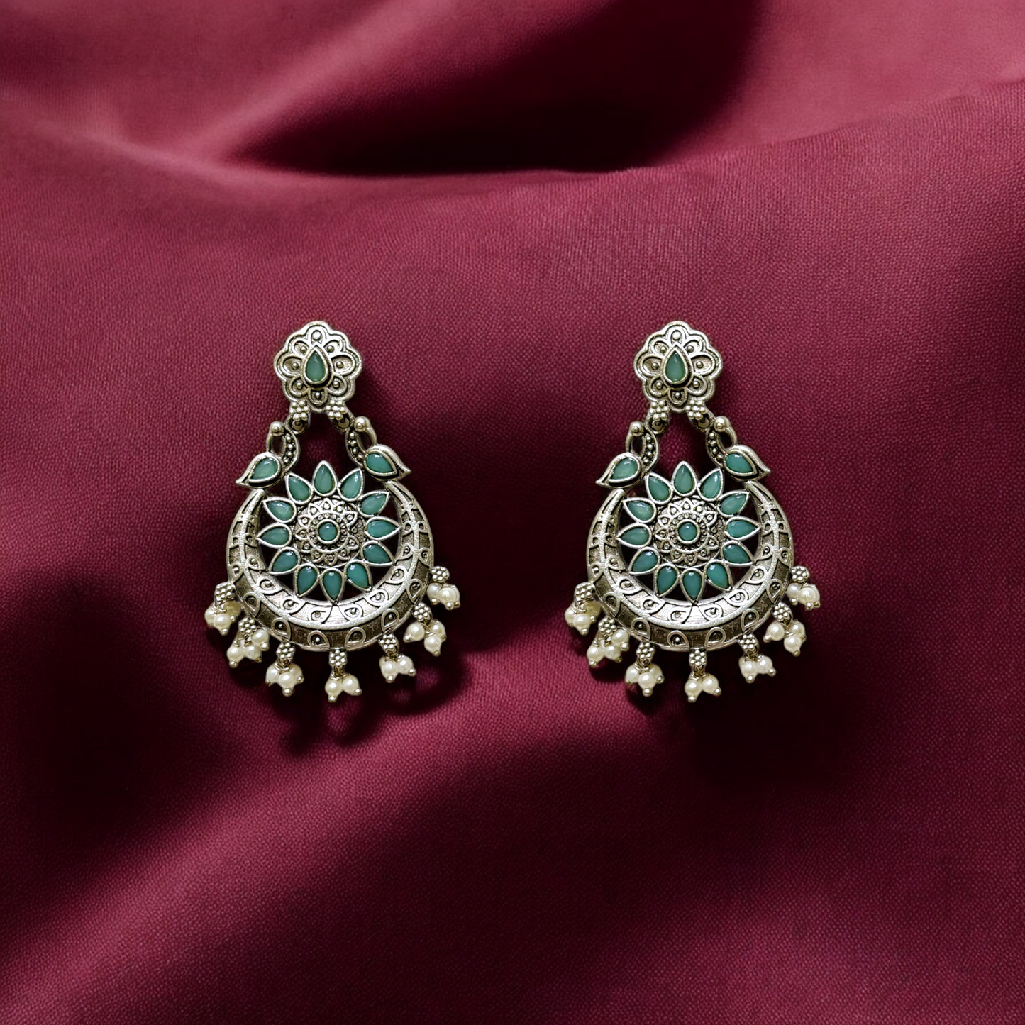 Ethnic Crescent Chandelier Hoops