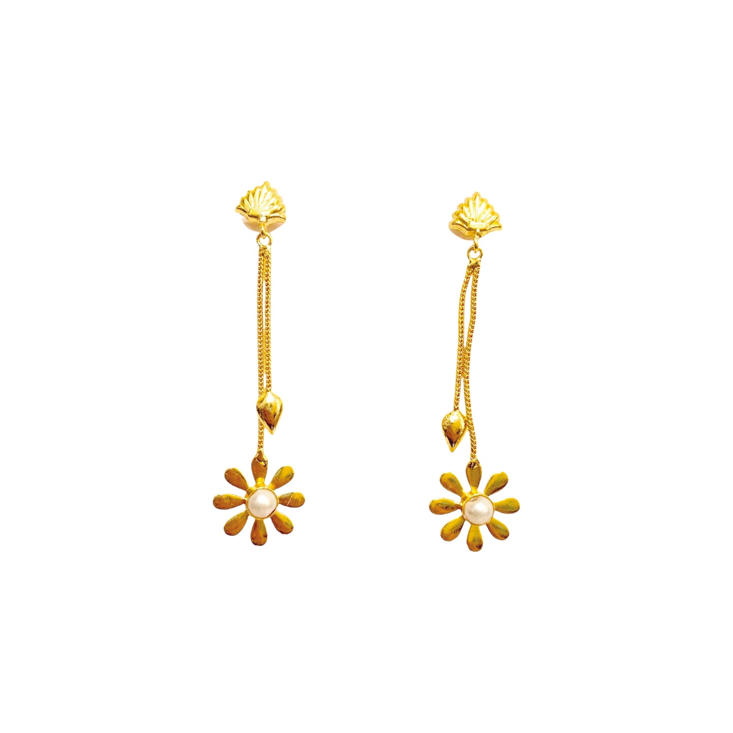 Golden Pearl Daisy Dangle