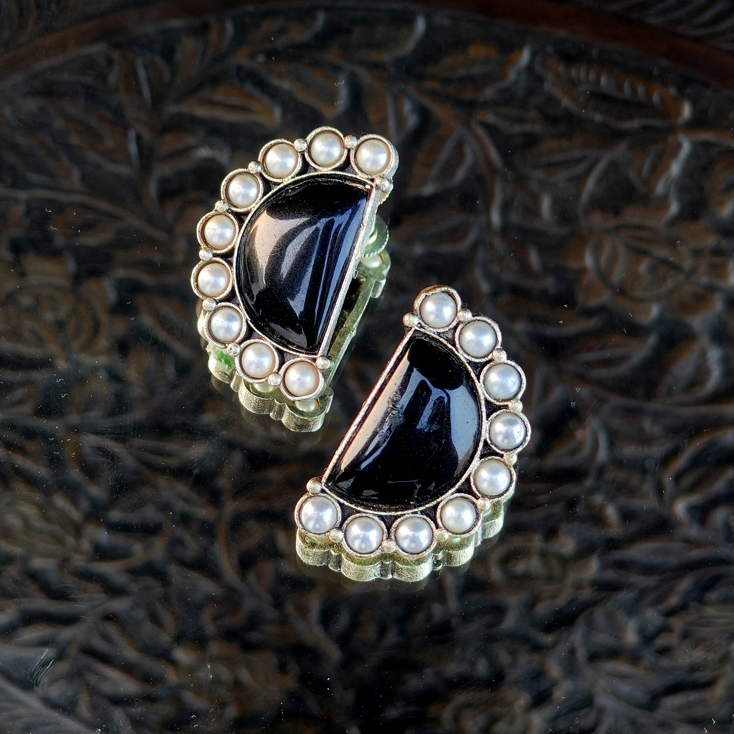 Midnight Glow Pearl Hoops