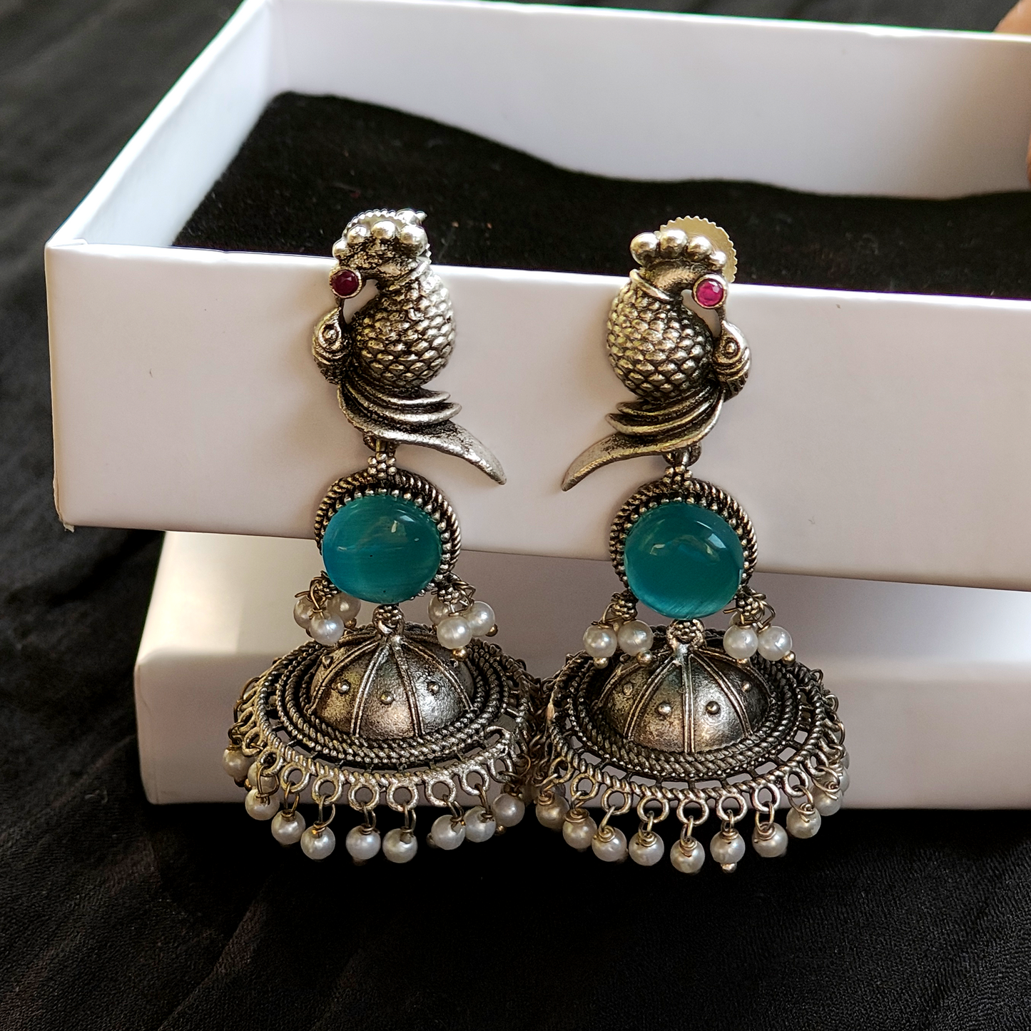 Parrot-Inspired Jhumka Drops