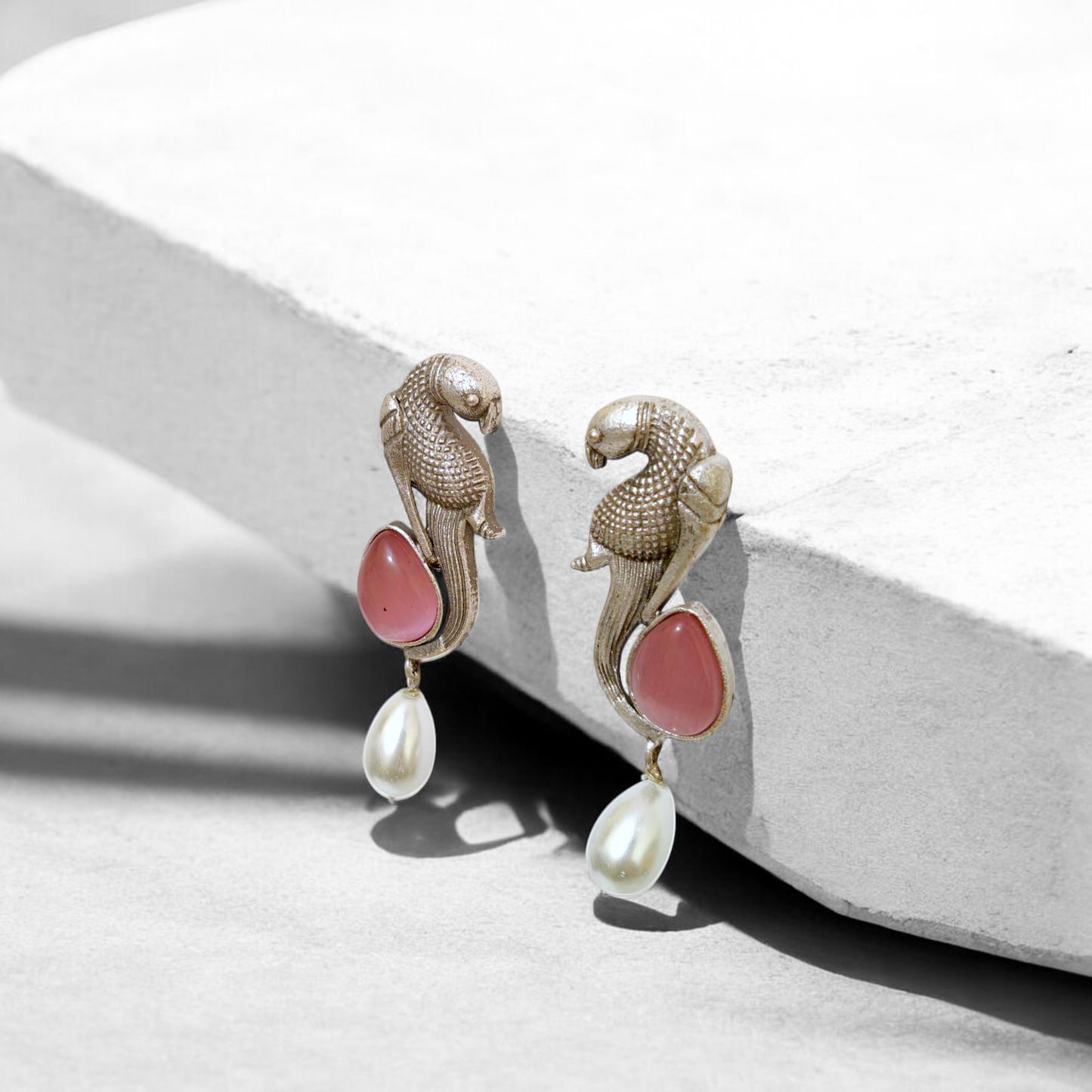 Parrot Pearl Drop Earrings