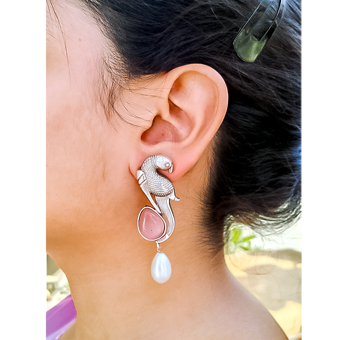 Parrot Pearl Drop Earrings
