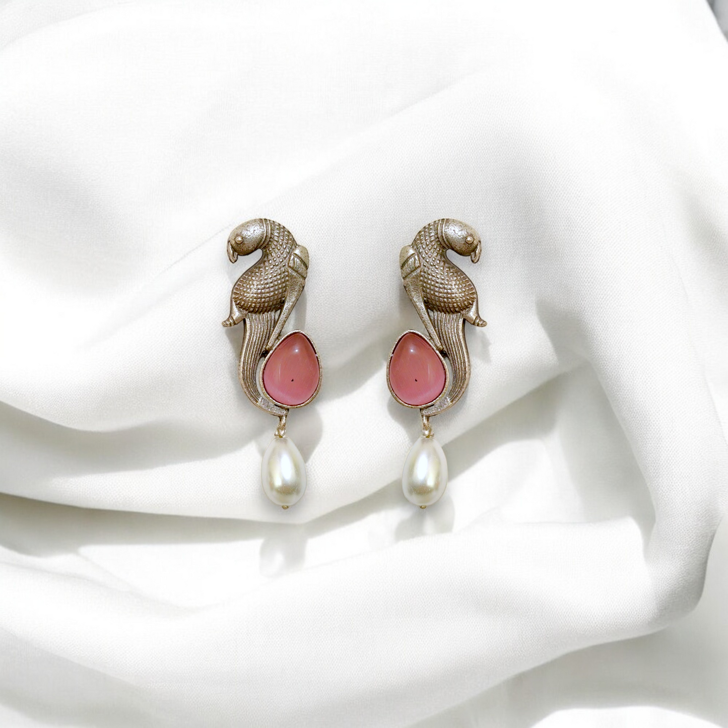 Parrot Pearl Drop Earrings