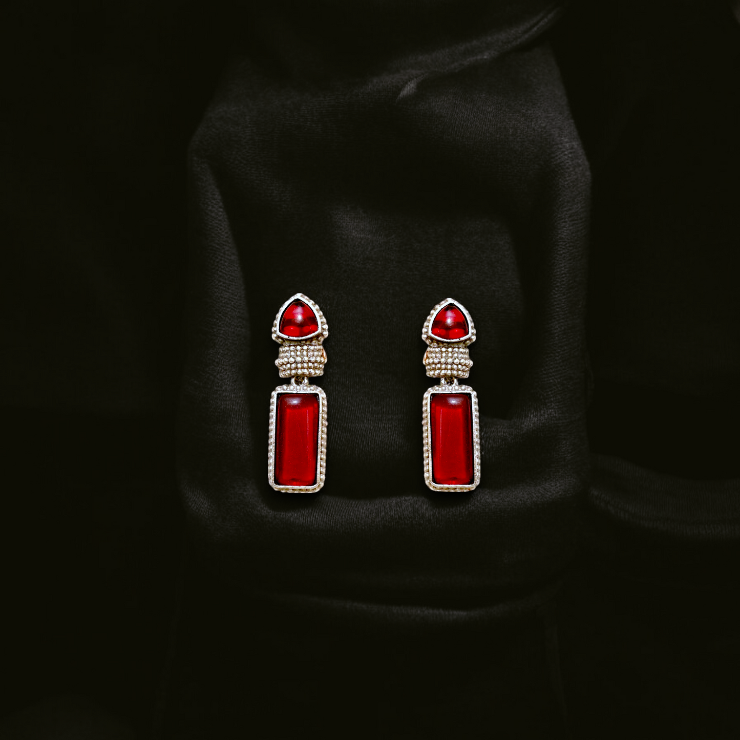 Regal Red Bar Earrings