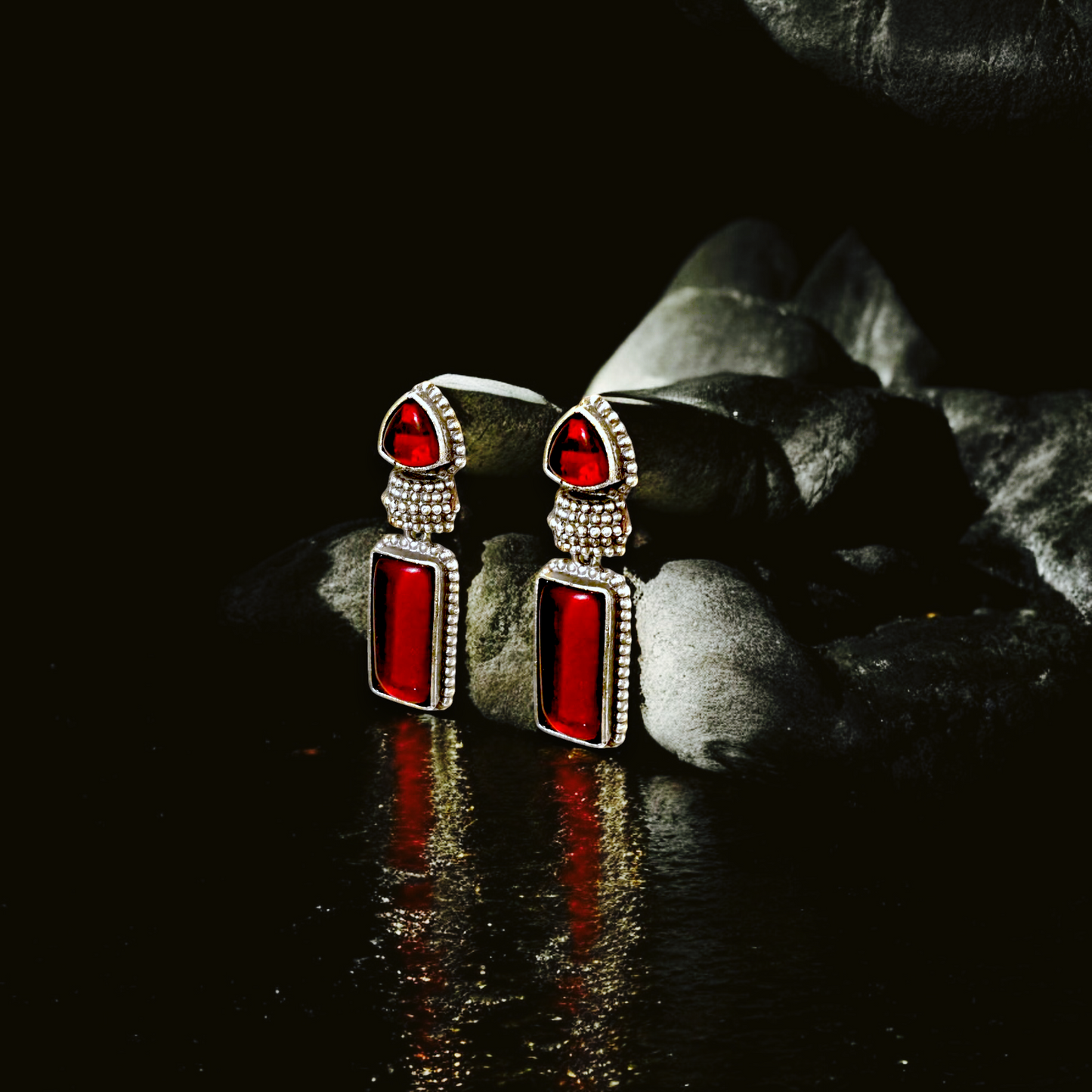 Regal Red Bar Earrings
