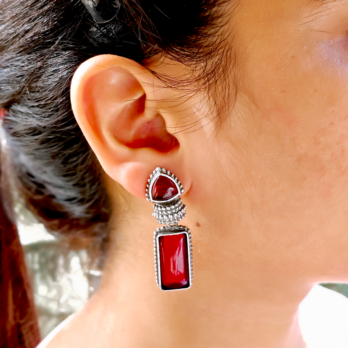 Regal Red Bar Earrings