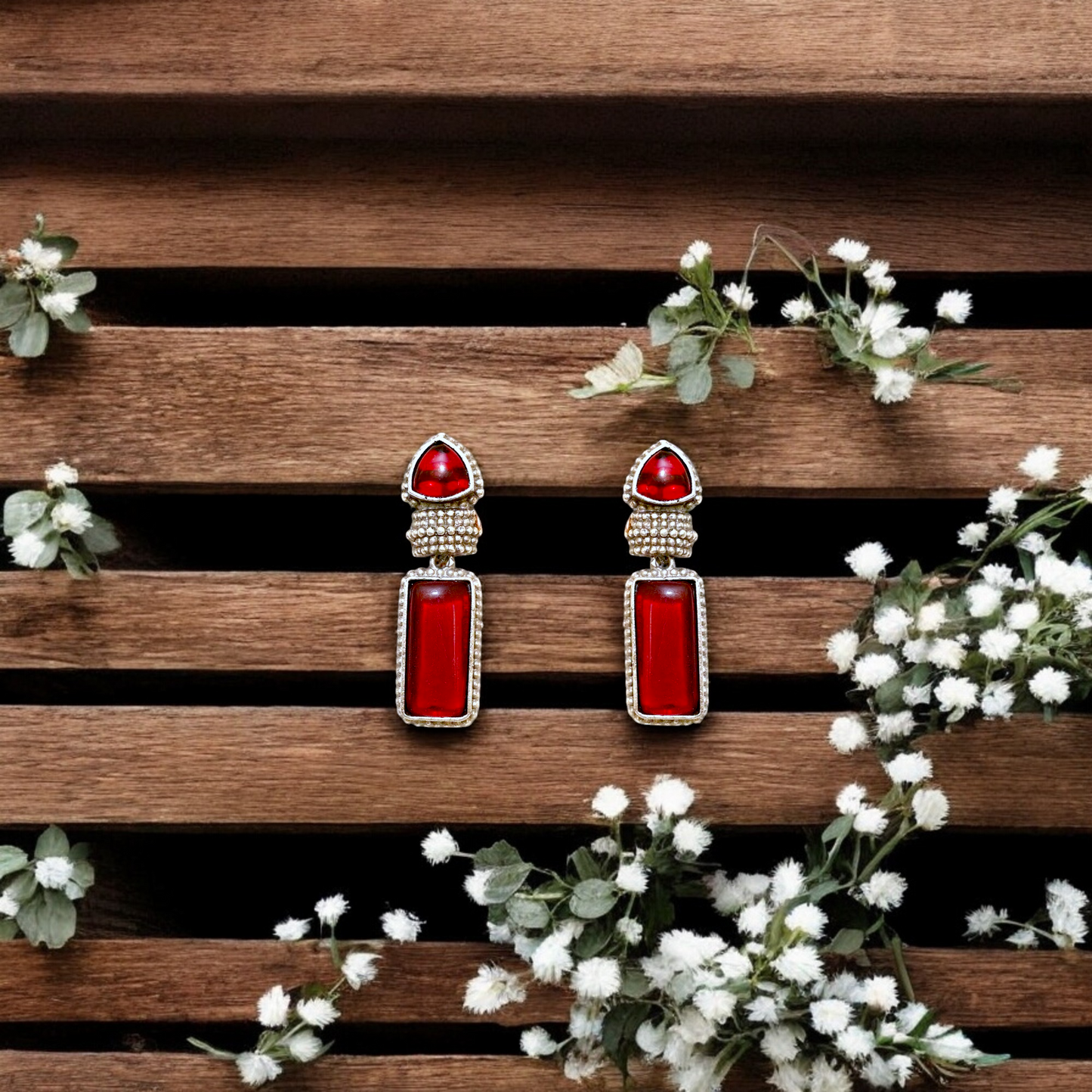Regal Red Bar Earrings