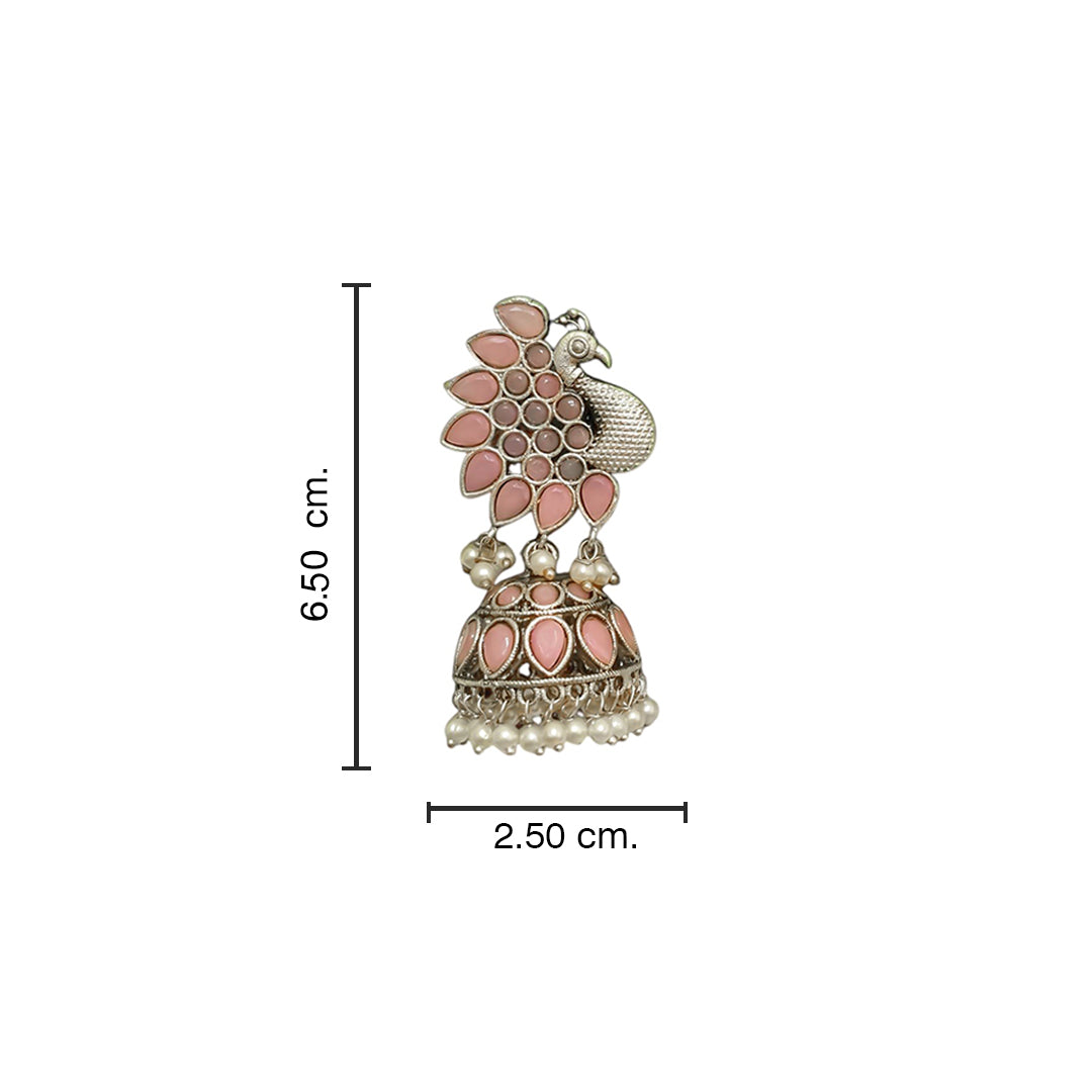 Rose Pink Peacock Jhumka Bells