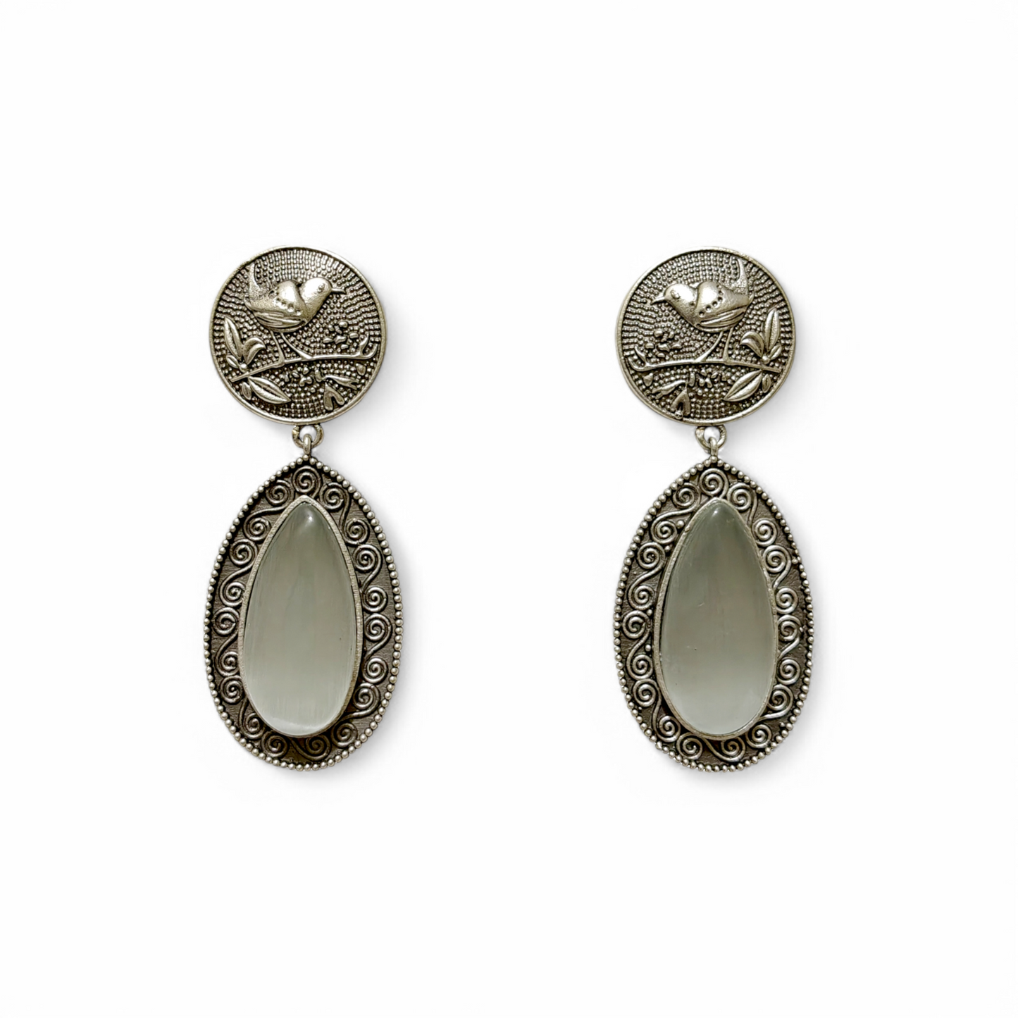 Sleek Silver Bird Drops