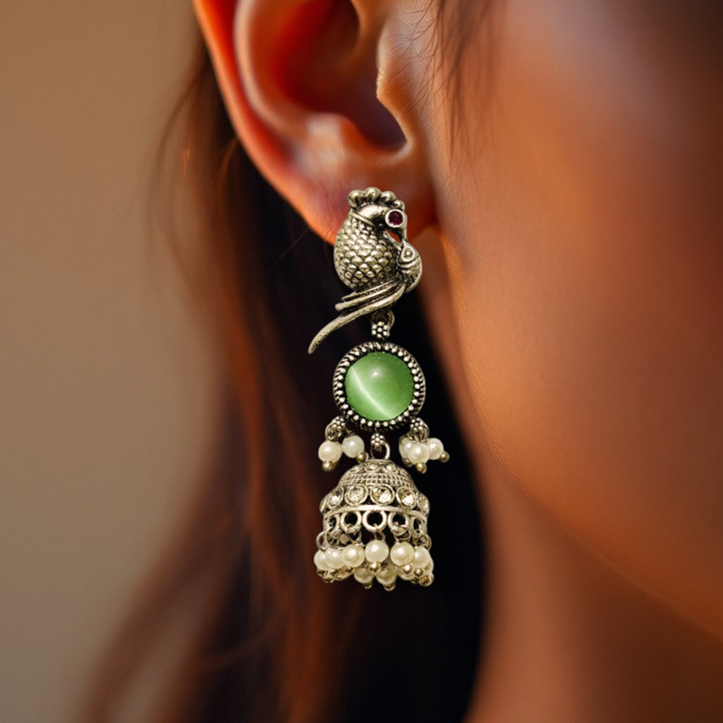 Vintage Parrot Chandelier Hoops