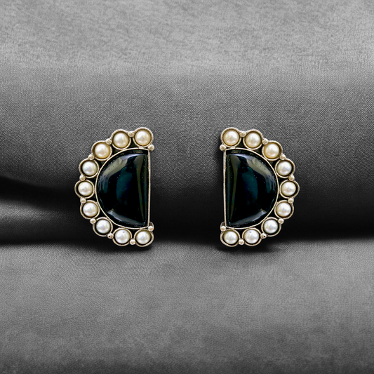 Midnight Glow Pearl Hoops