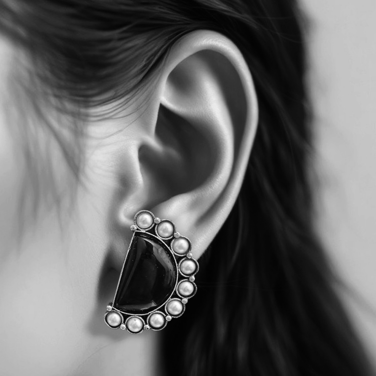 Midnight Glow Pearl Hoops