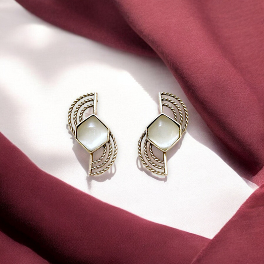 Moonstone Spiral Statement Earrings