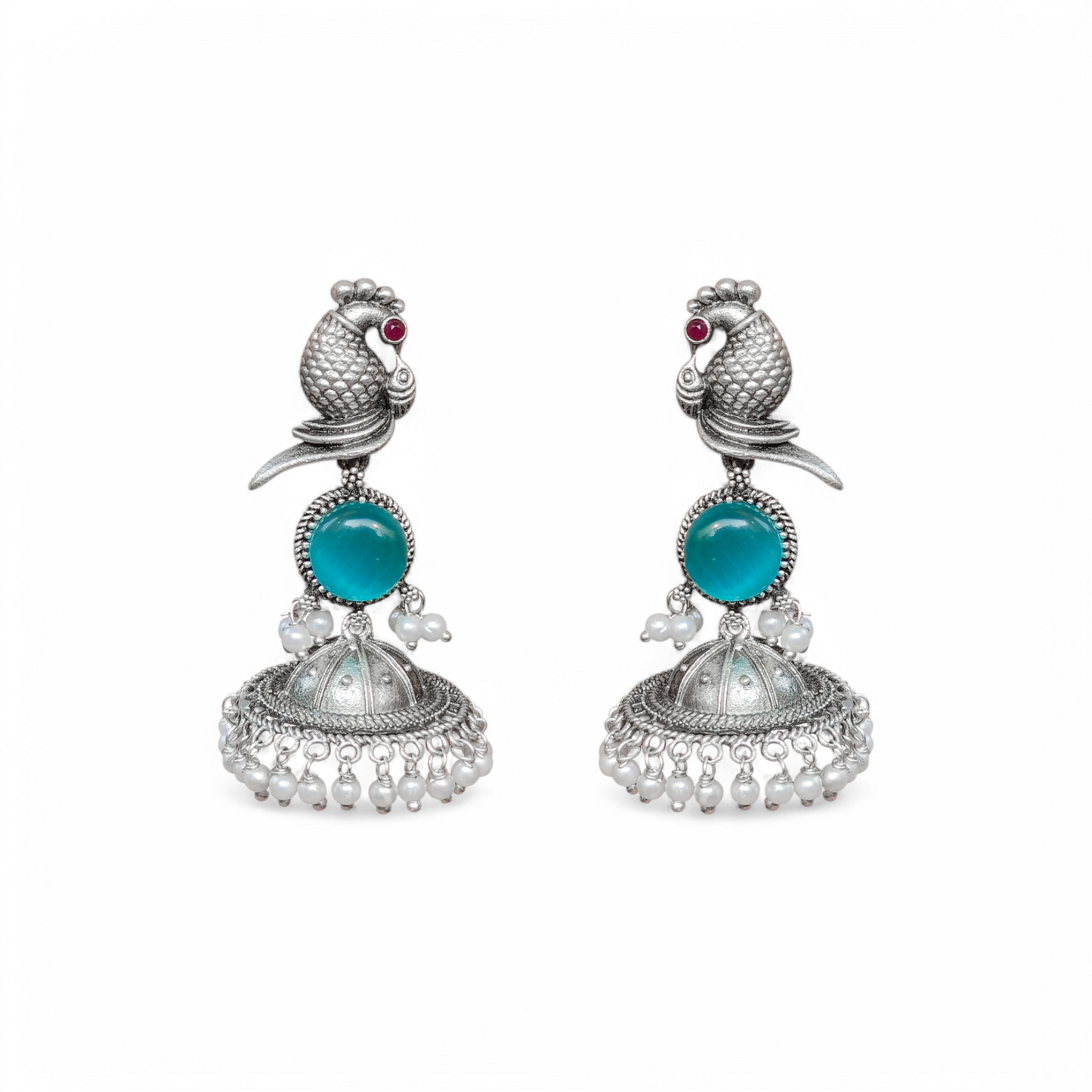 Parrot-Inspired Jhumka Drops