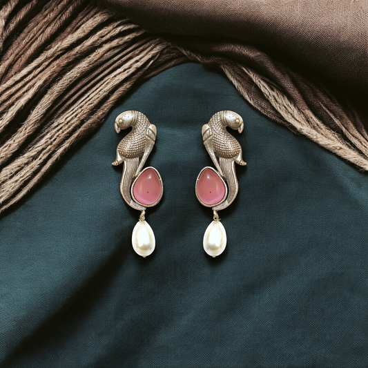 Parrot Pearl Drop Earrings