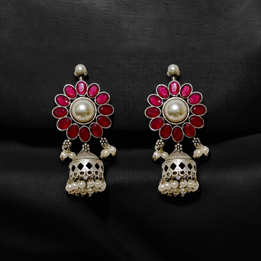Pink Pearl Jhumka