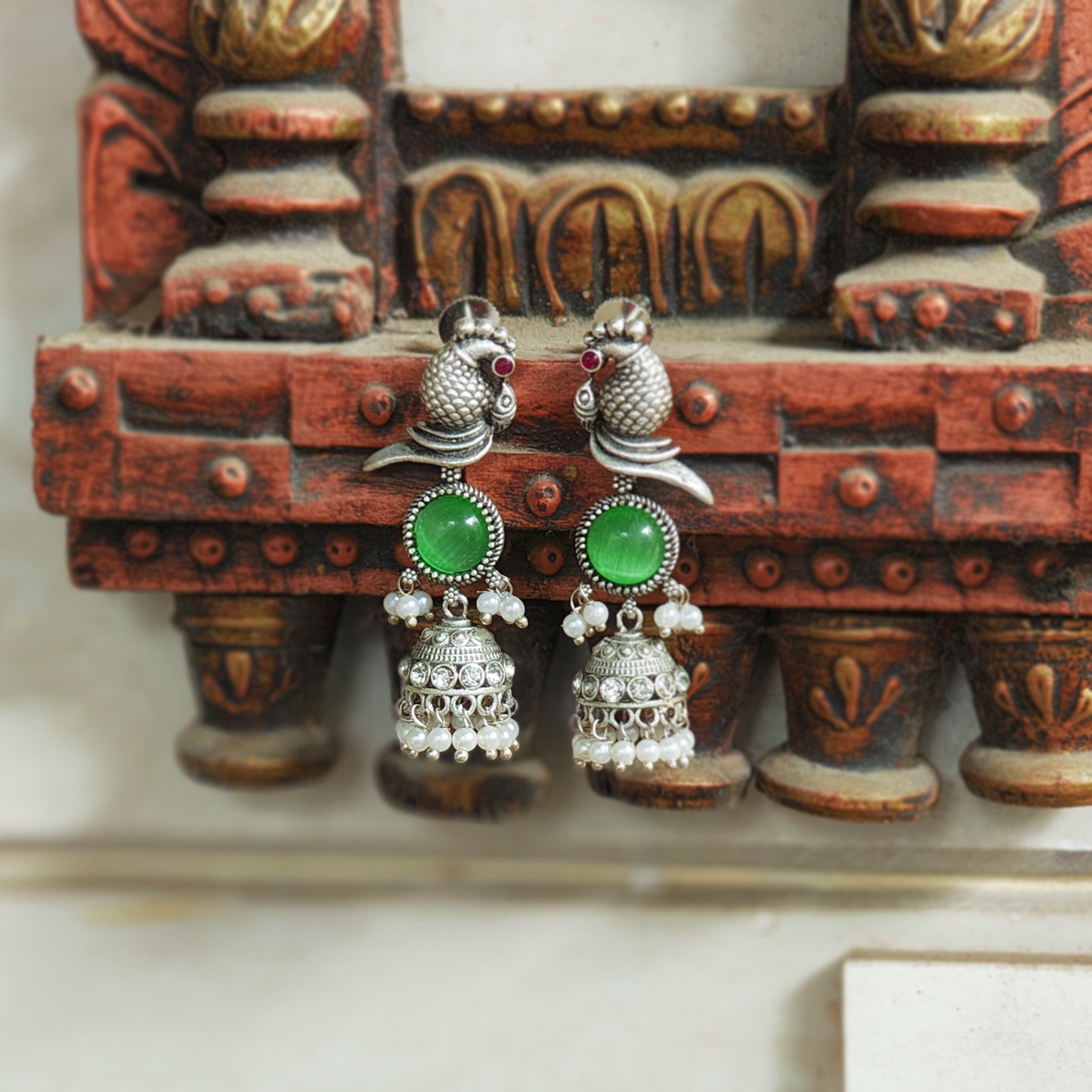 Vintage Parrot Chandelier Hoops